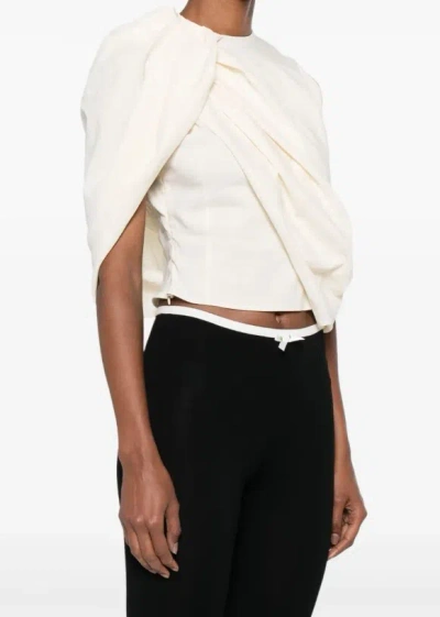Magda Butrym Asymmetric Draped Top In Neutral