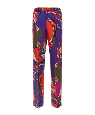 Pucci Printed Trousers With Elastic Waistband And Pockets In Multi