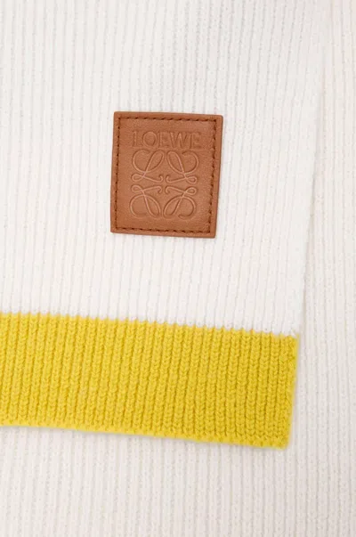 Loewe Asymmetrical Wool Scarf In Gold