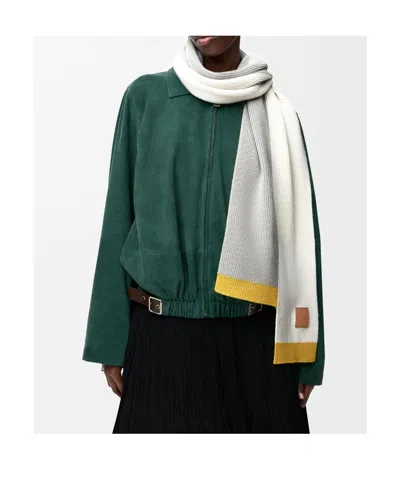 Loewe Asymmetrical Wool Scarf In Gold