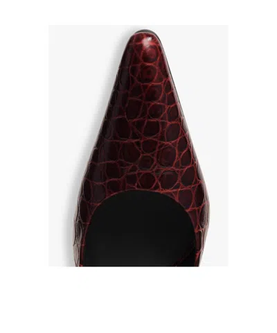 Alaïa Show Pointed Toe Lizard Embossed Pump In Red