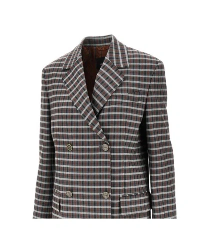 Etro Checkered Jacket With Notched Lapels And Pockets In Multi