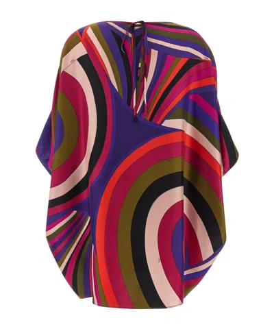 Pucci Iris Print Silk Short Kaftan Clothing In Multi
