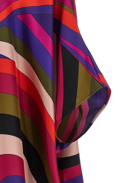 Pucci Iris Print Silk Short Kaftan Clothing In Multi