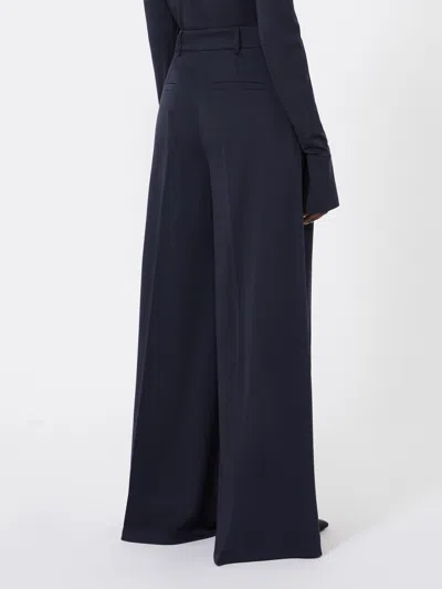 Max Mara Wool Flannel Palazzo Trousers In Black