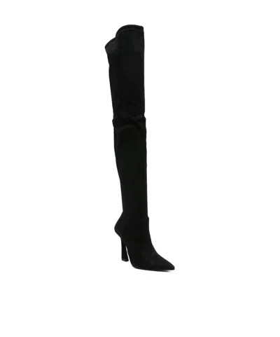 Stuart Weitzman Over-the-knee Stiletto Pointed Toe Boots In Black
