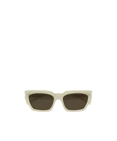 Saint Laurent Sl 826 Page Linea Corner Angle 004 Ivory Brown Sunglasses In White
