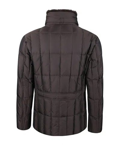 Moorer Padded Double-breasted Jacket With Detachable Shearling Collar In Black