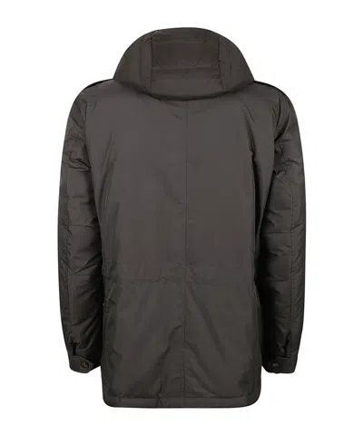 Moorer Water-resistant Brown Goose Down Parka With Removable Hood In Black