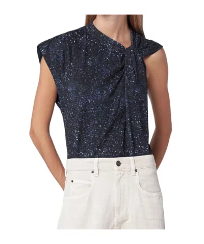 Isabel Marant Nayda Asymmetrical T-shirt With Midnight Blue Print In Blue