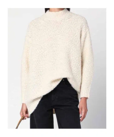 Isabel Marant Mock Neck Sweater In Alpaca-blend In White