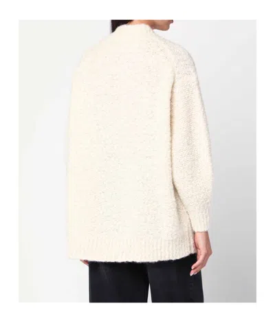 Isabel Marant Mock Neck Sweater In Alpaca-blend In White