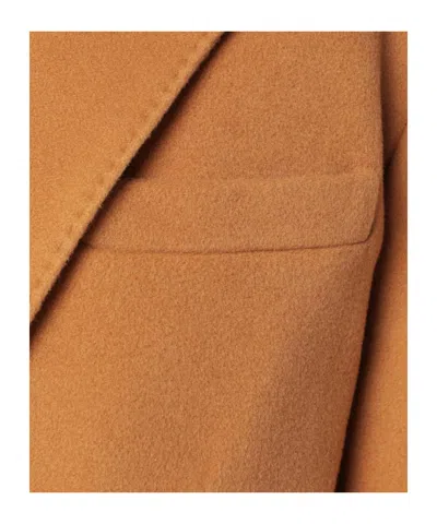 Isabel Marant Long Wool Blend Coat With Notched Lapels In Gold
