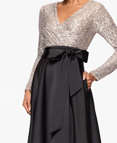 Xscape Sequinned-top Ball Gown In Black