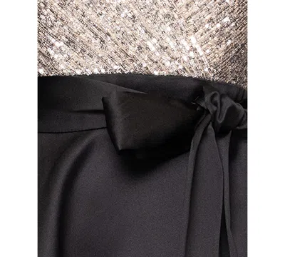 Xscape Sequinned-top Ball Gown In Black
