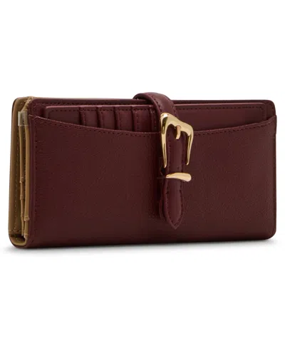 Anne Klein 2 Piece Gift Set With Sculpted Buckle Wallet And Removeable Card Organizer In Brown