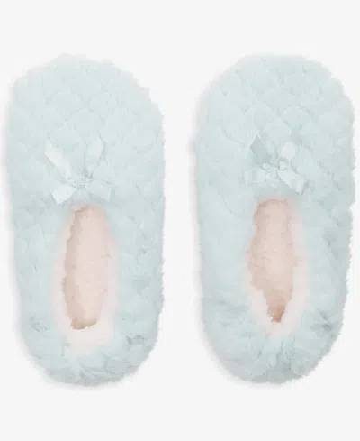 Macy's Women's Faux-fur Ped Slipper Socks,  Exclusive In Blue