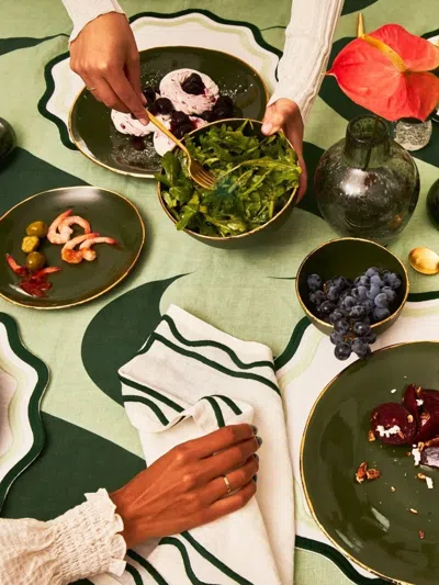 Misette Scalloped-edge Embroidered Napkins (set Of Four) In Green