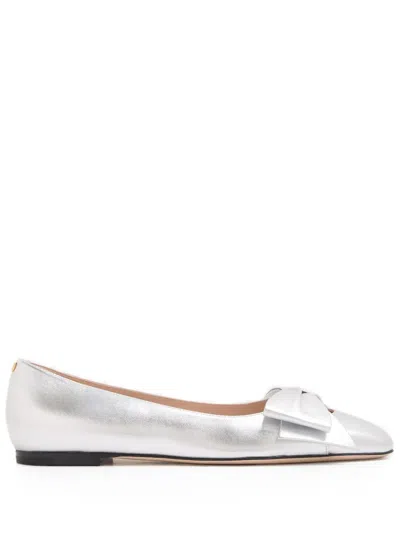 Valentino Garavani Bowow Ballerina In Laminated Nappa Woman Silver 42 In Multi
