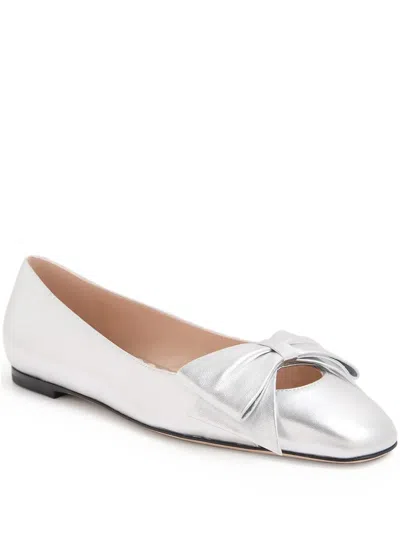 Valentino Garavani Bowow Ballerina In Laminated Nappa Woman Silver 42 In Multi