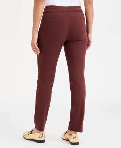 Jm Collection Women's Lace Side Panel Pull-on Pants In Burgundy