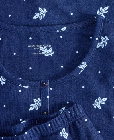 Charter Club Women's 2-pc. Printed Long-sleeve Packaged Pajamas Set, Created For Macy's In Blue