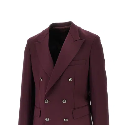 Marsēm Viscose-blend Double-breasted Jacket In Burgundy