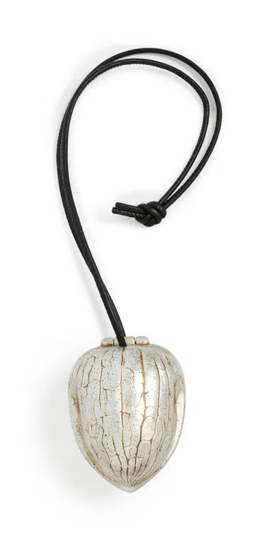 Jw Anderson Walnut Keyring Aged Gold In Black