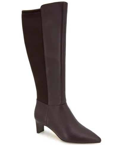 Kenneth Cole Reaction Blossom Womens Zipper Manmade Knee-high Boots In Brown