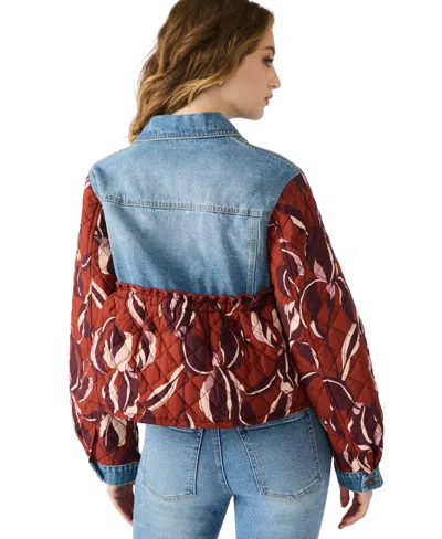 Steve Madden Caddie Quilted Denim Jacket In Multi