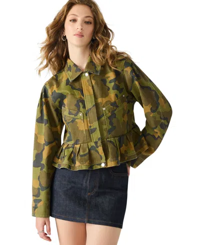Steve Madden Sloan Camo Cotton Twill Jacket In Green