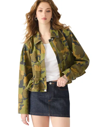 Steve Madden Sloan Camo Cotton Twill Jacket In Green