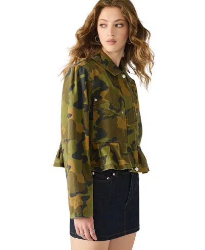 Steve Madden Sloan Camo Cotton Twill Jacket In Green
