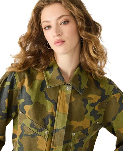 Steve Madden Sloan Camo Cotton Twill Jacket In Green