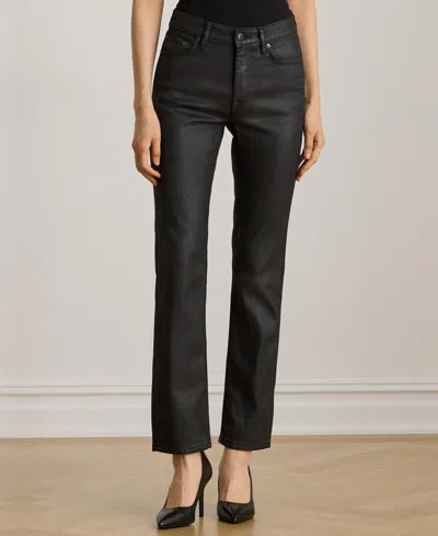Ralph Lauren Women's Coated Straight Ankle Jeans In Black