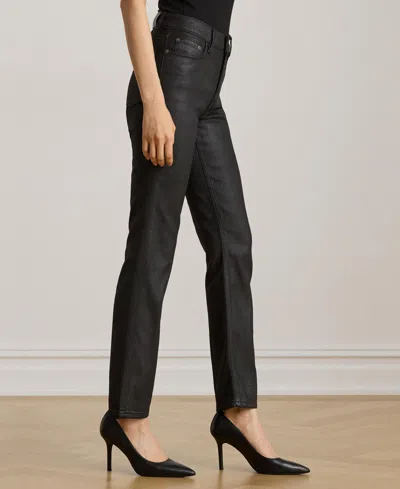 Ralph Lauren Women's Coated Straight Ankle Jeans In Black