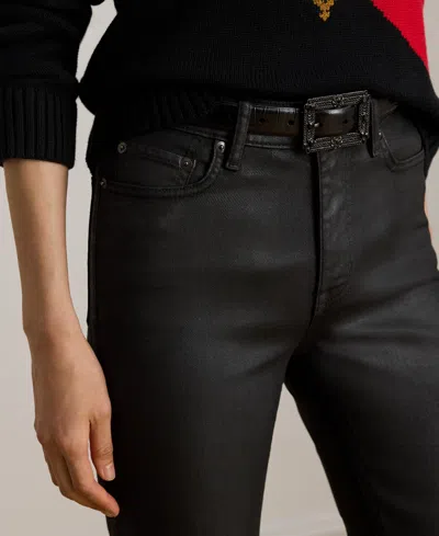 Ralph Lauren Women's Coated Straight Ankle Jeans In Black