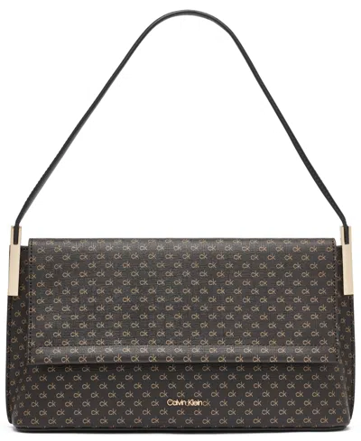 Calvin Klein Women's Verne Mini Signature Flap Shoulder Bag In Black