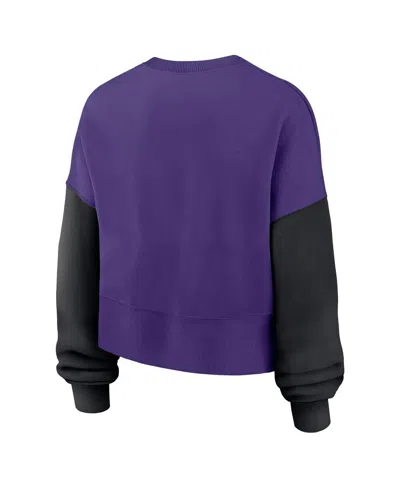 Nike Purple Minnesota Vikings Oversized Color-block Pullover Sweatshirt In Purple