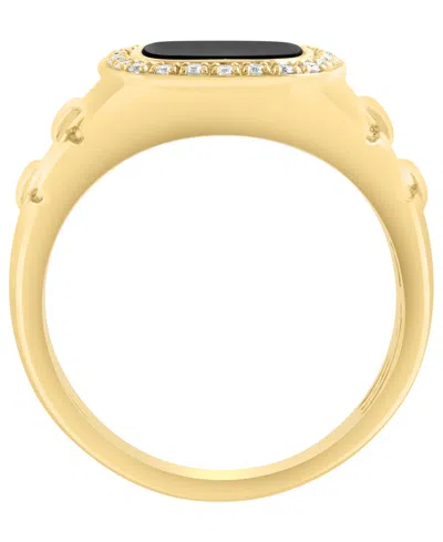 Effy Collection Men's Diamond (1/6 Ct. T.w.) And Onyx (1-3/8 Ct. T.w.) Ring In 14k Yellow Gold In Gold