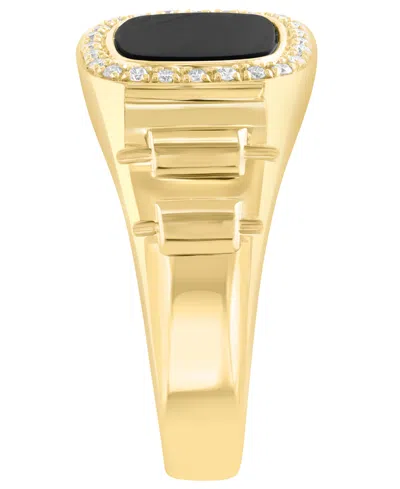 Effy Collection Men's Diamond (1/6 Ct. T.w.) And Onyx (1-3/8 Ct. T.w.) Ring In 14k Yellow Gold In Gold
