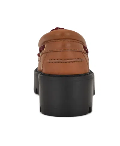 Nine West Women's Kerisa Lace-up Chunky Lug Sole Loafers In Brown