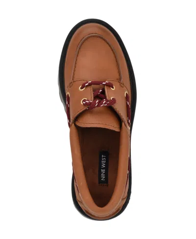 Nine West Women's Kerisa Lace-up Chunky Lug Sole Loafers In Brown