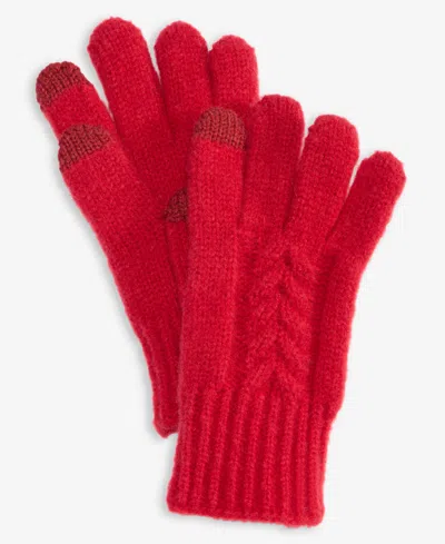 Style & Co Women's Cable Knit Gloves, Macy's Exclusive In Red