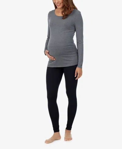 Cuddl Duds Maternity Ballet Neck Long Sleeve Top In Gray