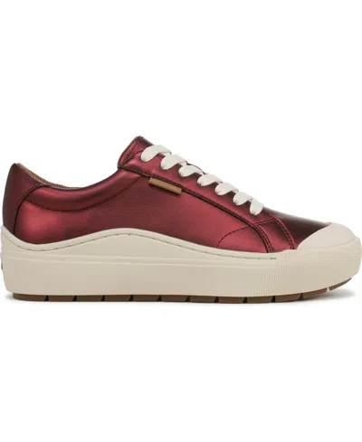 Dr. Scholl's Women's Time Off Lace Up Platform Sneakers In Burgundy