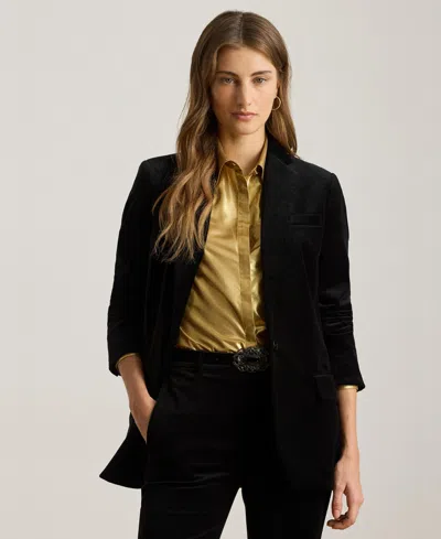Ralph Lauren Women's Long Sleeve Velvet Blazer In Black