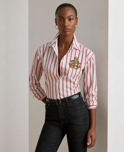 Ralph Lauren Womens Relaxed Fit Striped Shirt P Xs Xxl In Pink