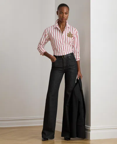 Ralph Lauren Womens Relaxed Fit Striped Shirt P Xs Xxl In Pink