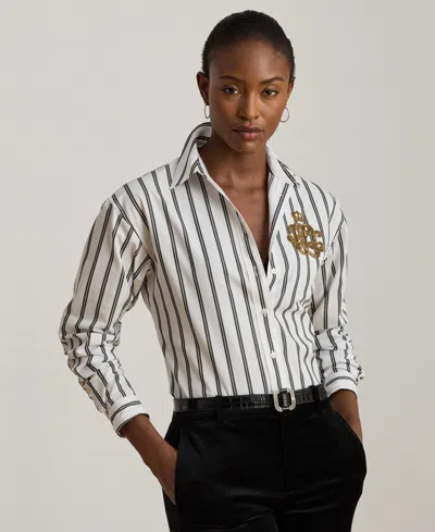 Ralph Lauren Women's Relaxed Fit Striped Shirt In White
